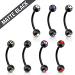 Body Jewelry Matte Black Gem Eyebrow Ring