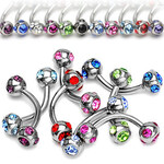 Body Jewelry Multi Gemmed Eyebrow Bent Barbell