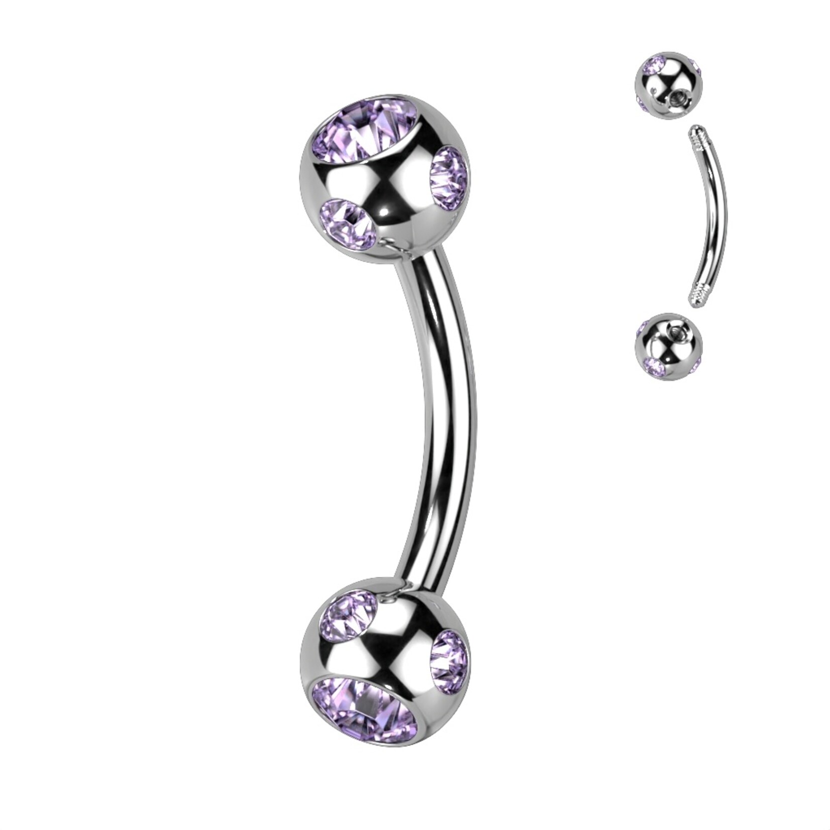 Body Jewelry Multi Gemmed Eyebrow Bent Barbell