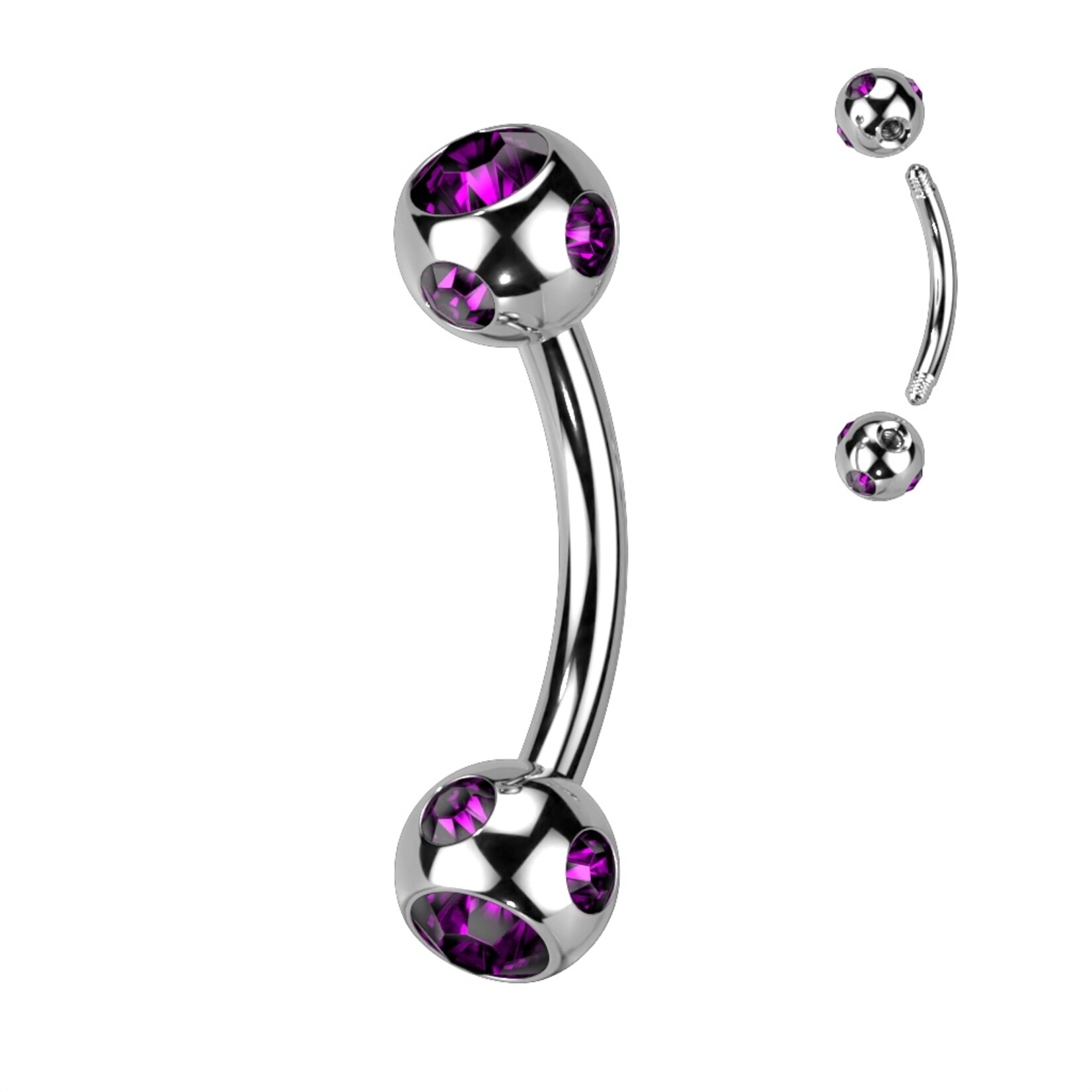 Body Jewelry Multi Gemmed Eyebrow Bent Barbell