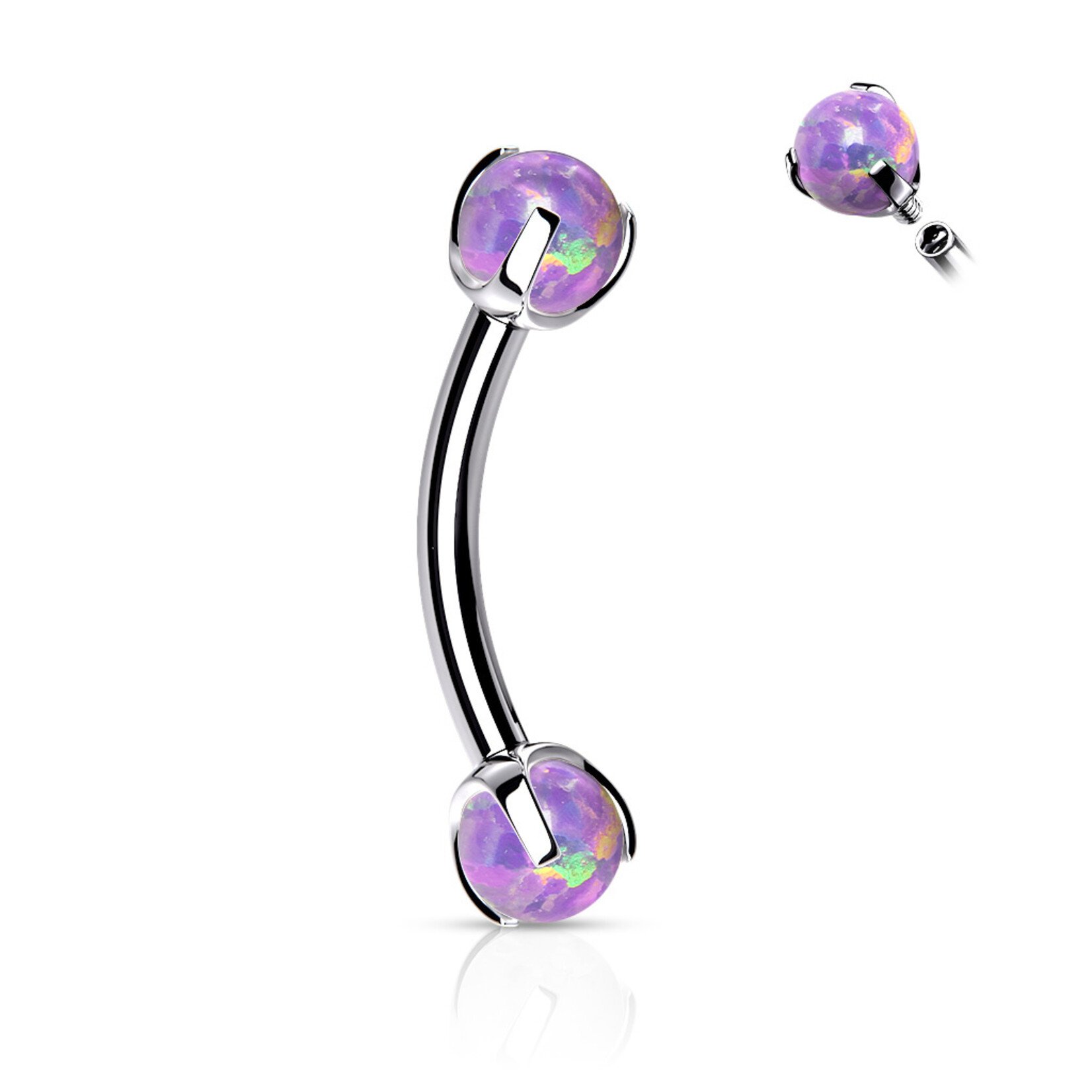 Hollywood Body Jewelry Claw Opal Eyebrow Bent Barbell