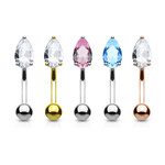 Hollywood Body Jewelry Teardrop top Gem Eyebrow Bent Barbell