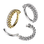 Hollywood Body Jewelry 16G Surgical Steel Hinged beaded hoop w/ Gems
