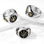Hollywood Body Jewelry Gold Pot Leaf on Black Circle
