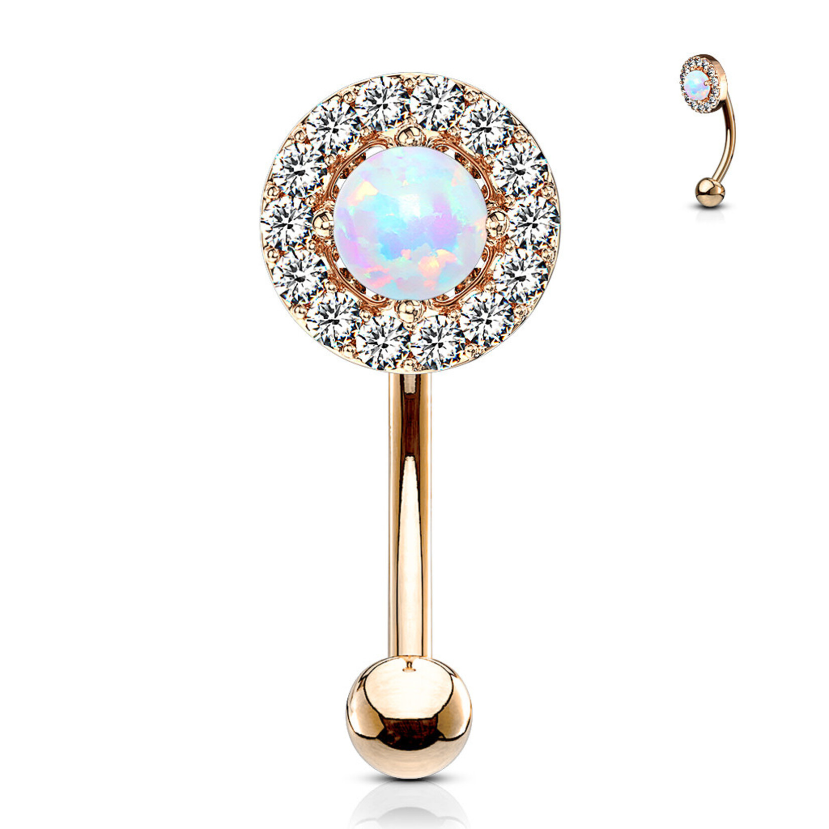 Hollywood Body Jewelry Opal Center with Surrounding Gems Bent Barbell