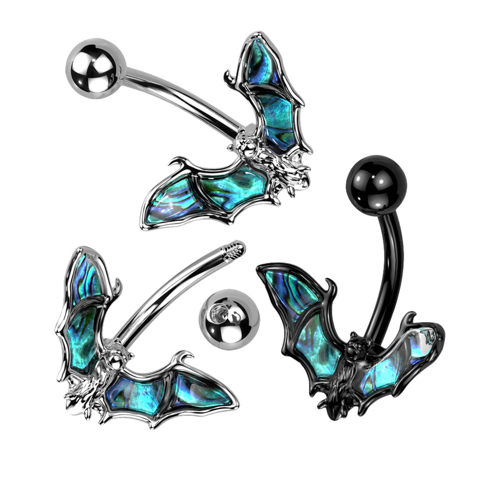 Hollywood Body Jewelry Abalone Bat Wing Navel Ring