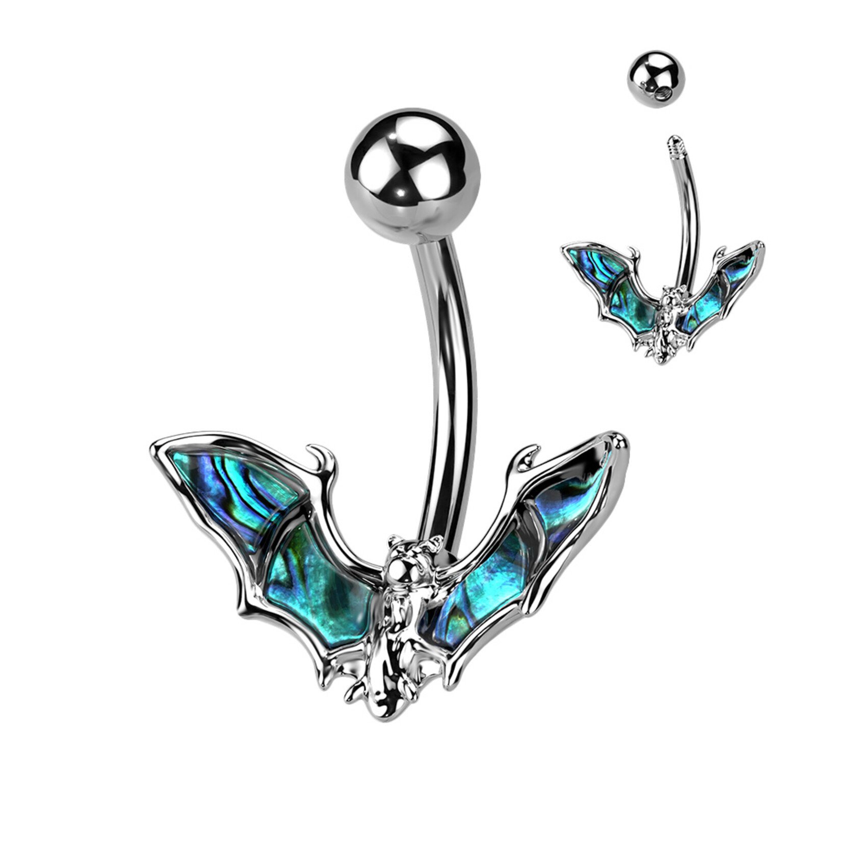 Hollywood Body Jewelry Abalone Bat Wing Navel Ring
