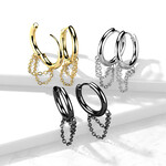 Hollywood Body Jewelry Double Chain Hinge Hoop Earrings