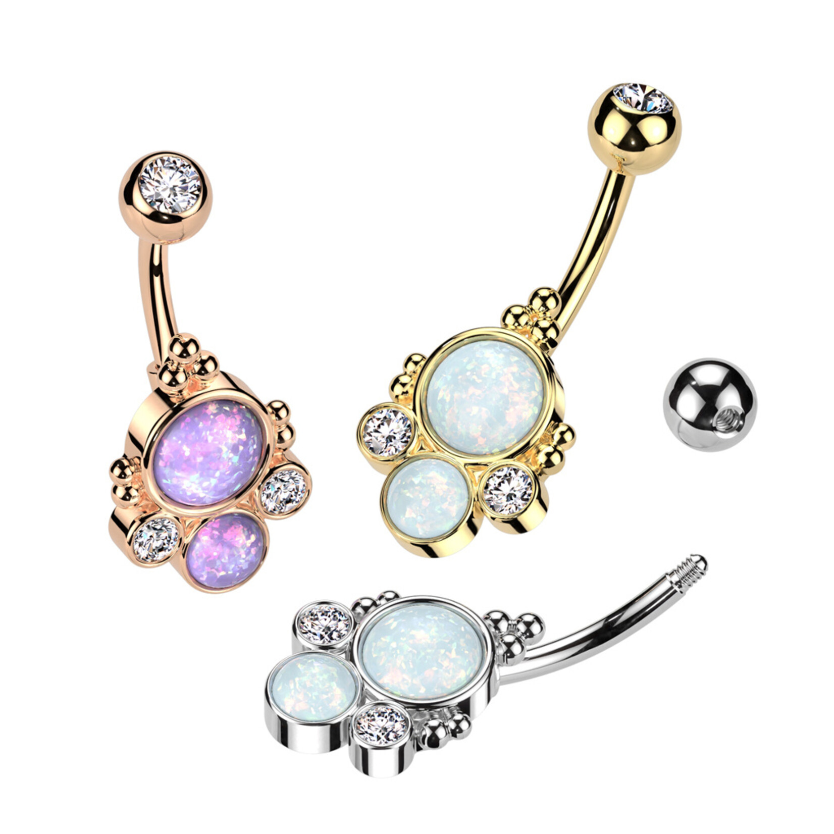 Hollywood Body Jewelry Opal & Crystal Navel Ring