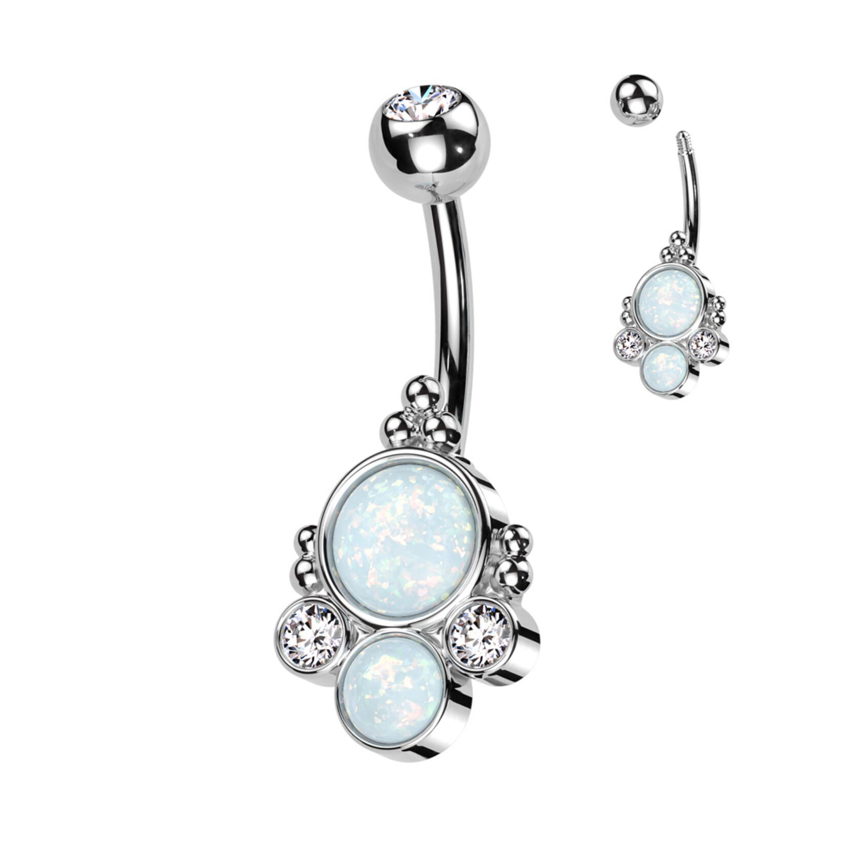 Hollywood Body Jewelry Opal & Crystal Navel Ring