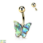 Hollywood Body Jewelry Abalone Shell Butterfly Navel Ring