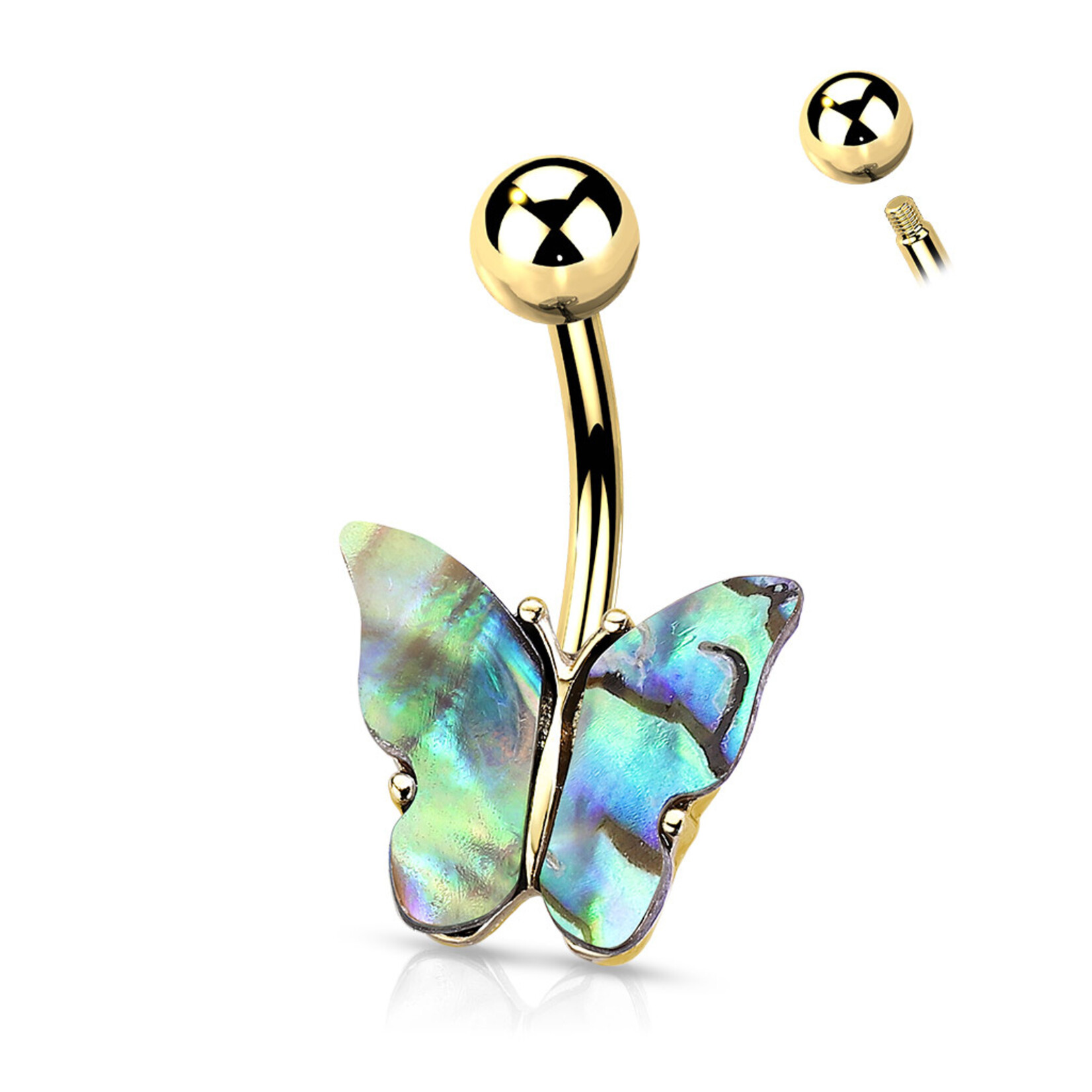 Hollywood Body Jewelry Abalone Shell Butterfly Navel Ring