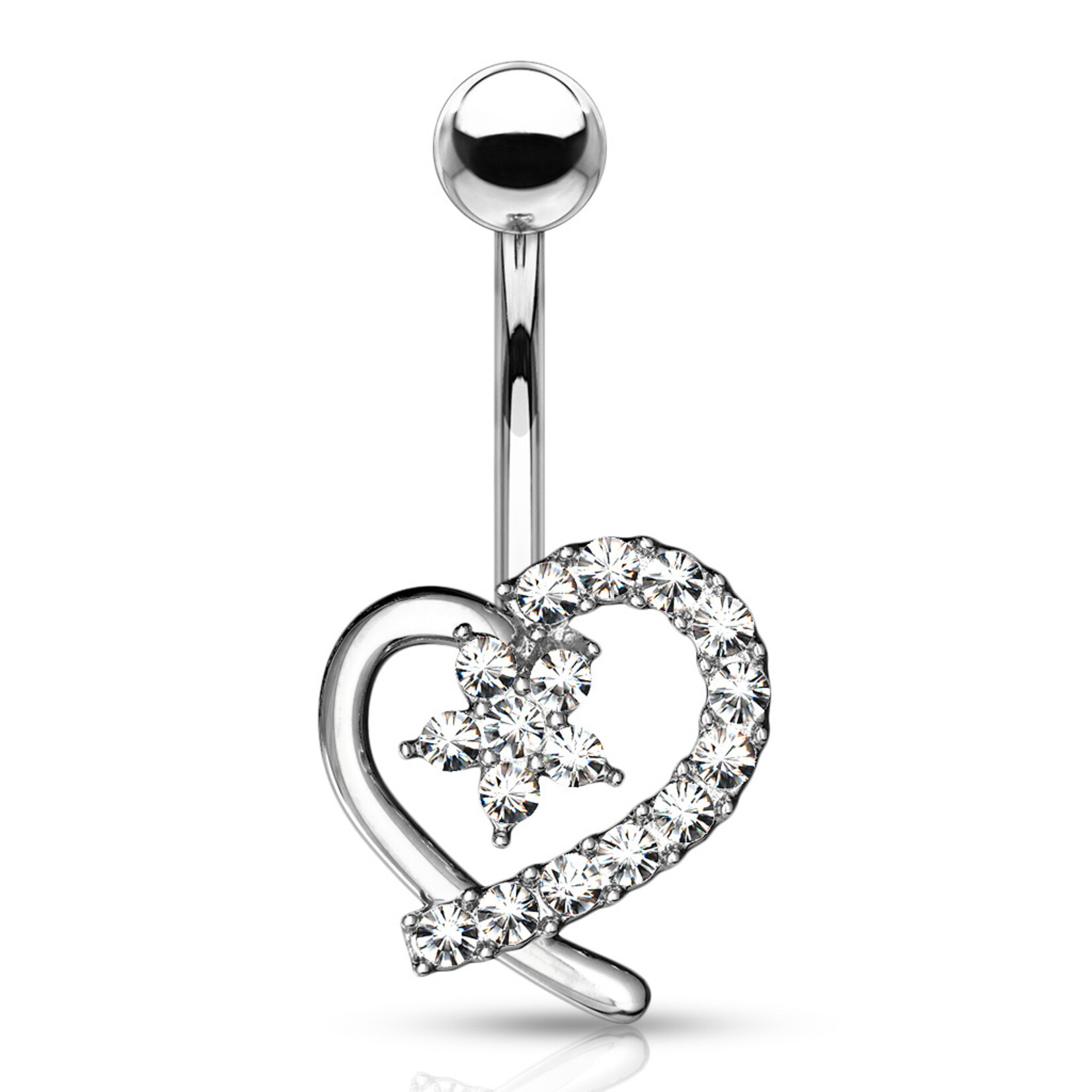 Hollywood Body Jewelry Paved Heart Navel Ring