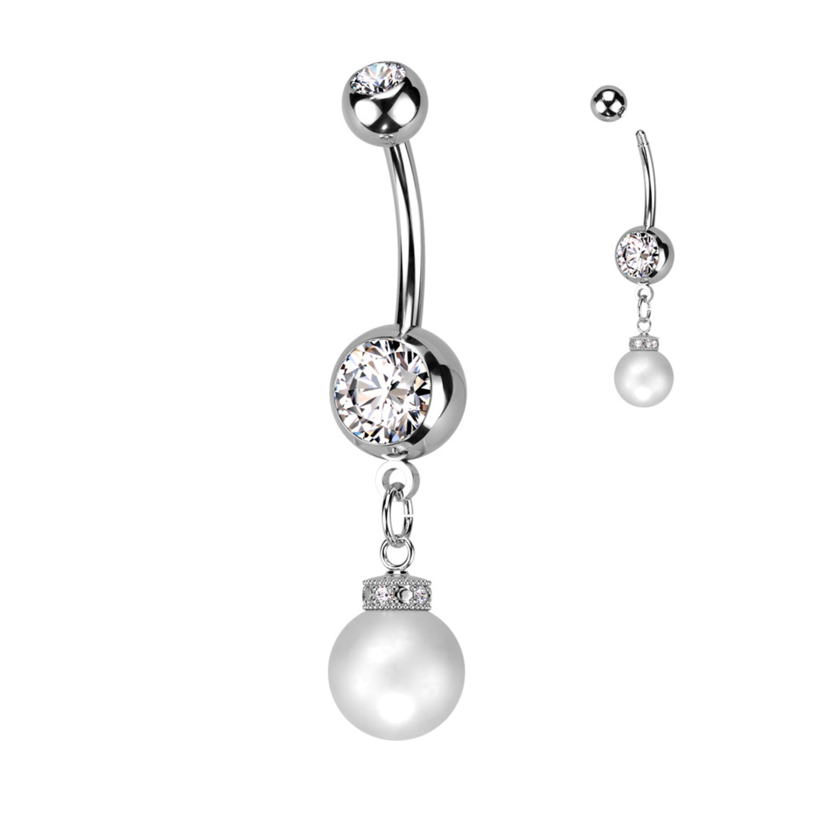 Hollywood Body Jewelry Surgical Steel Pearl CV