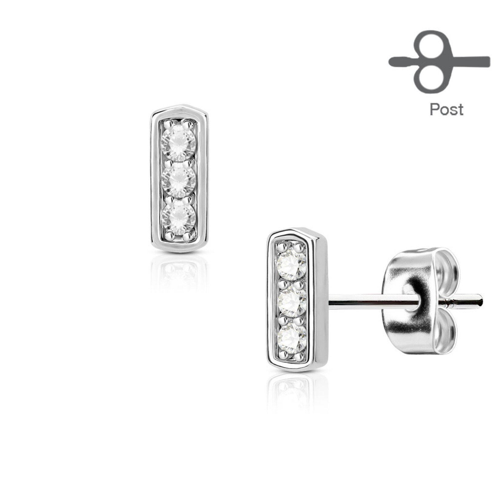 Body Jewelry Gem Rectangle Bar  Stud Earrings