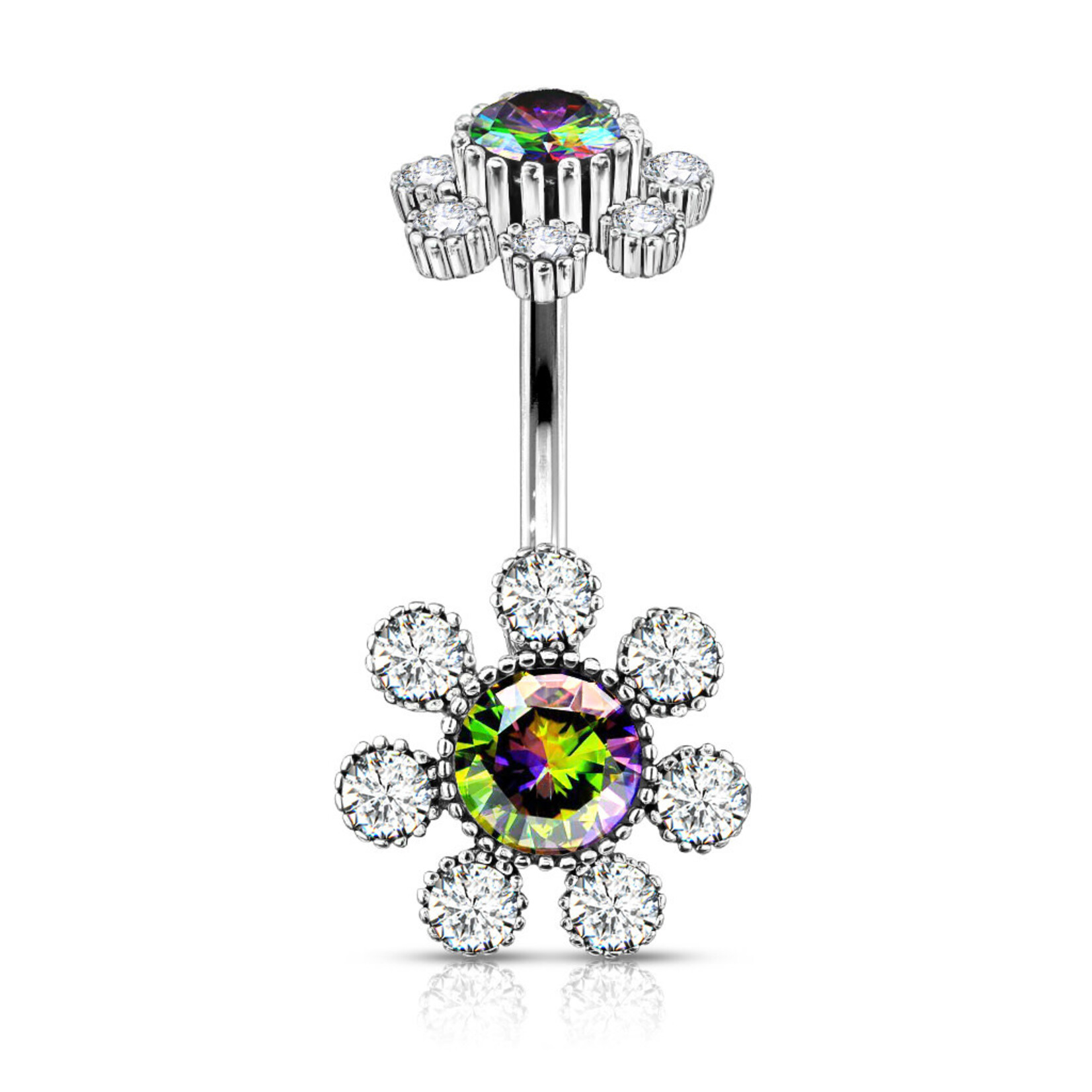 Hollywood Body Jewelry Crystal Flower Navel Ring