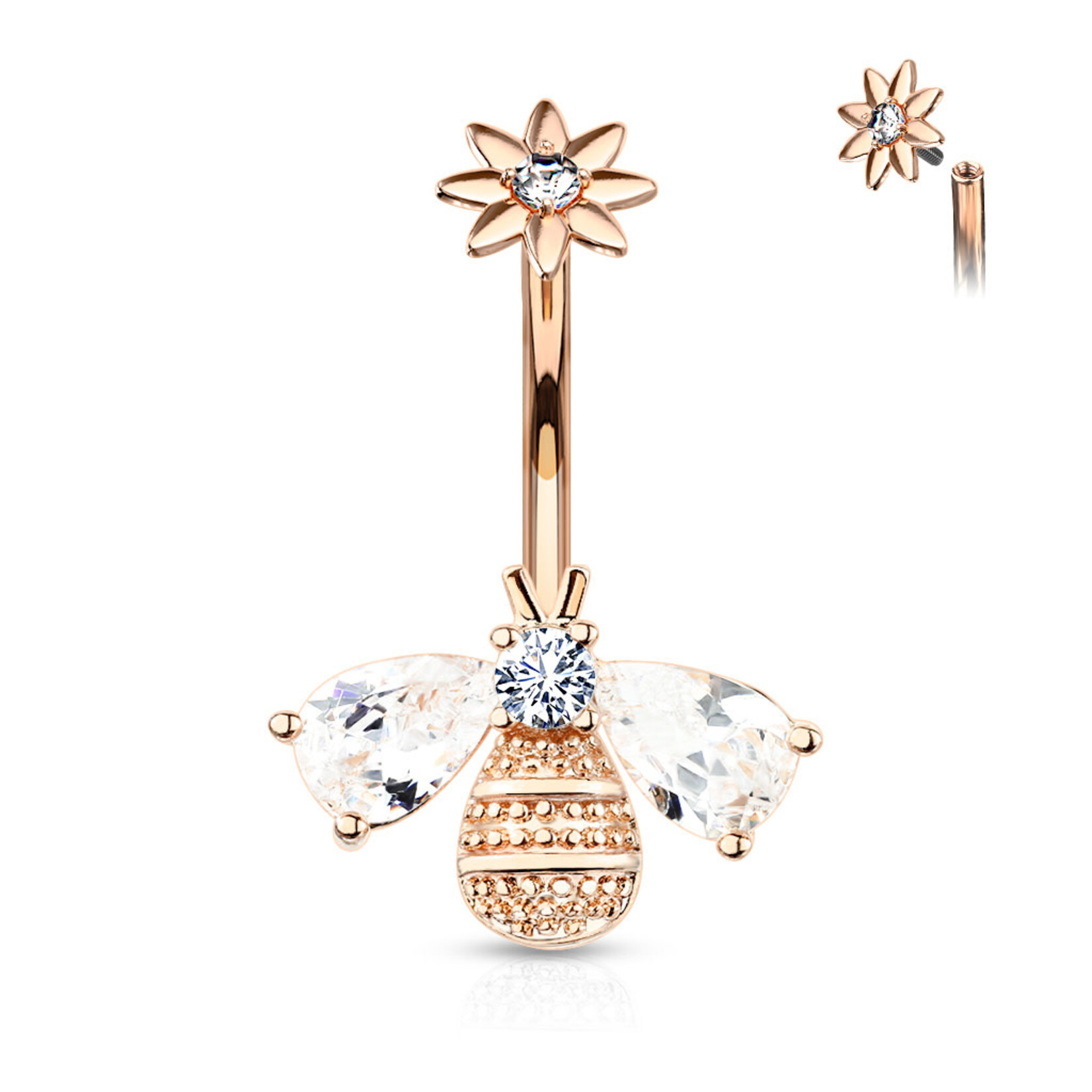 Hollywood Body Jewelry Bee & Flower Navel Ring
