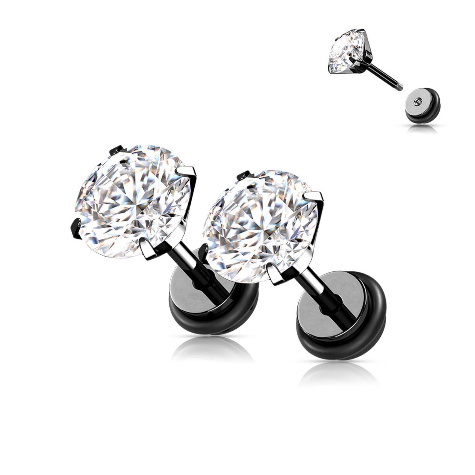 Hollywood Body Jewelry Crystal 16G Faux Plugs