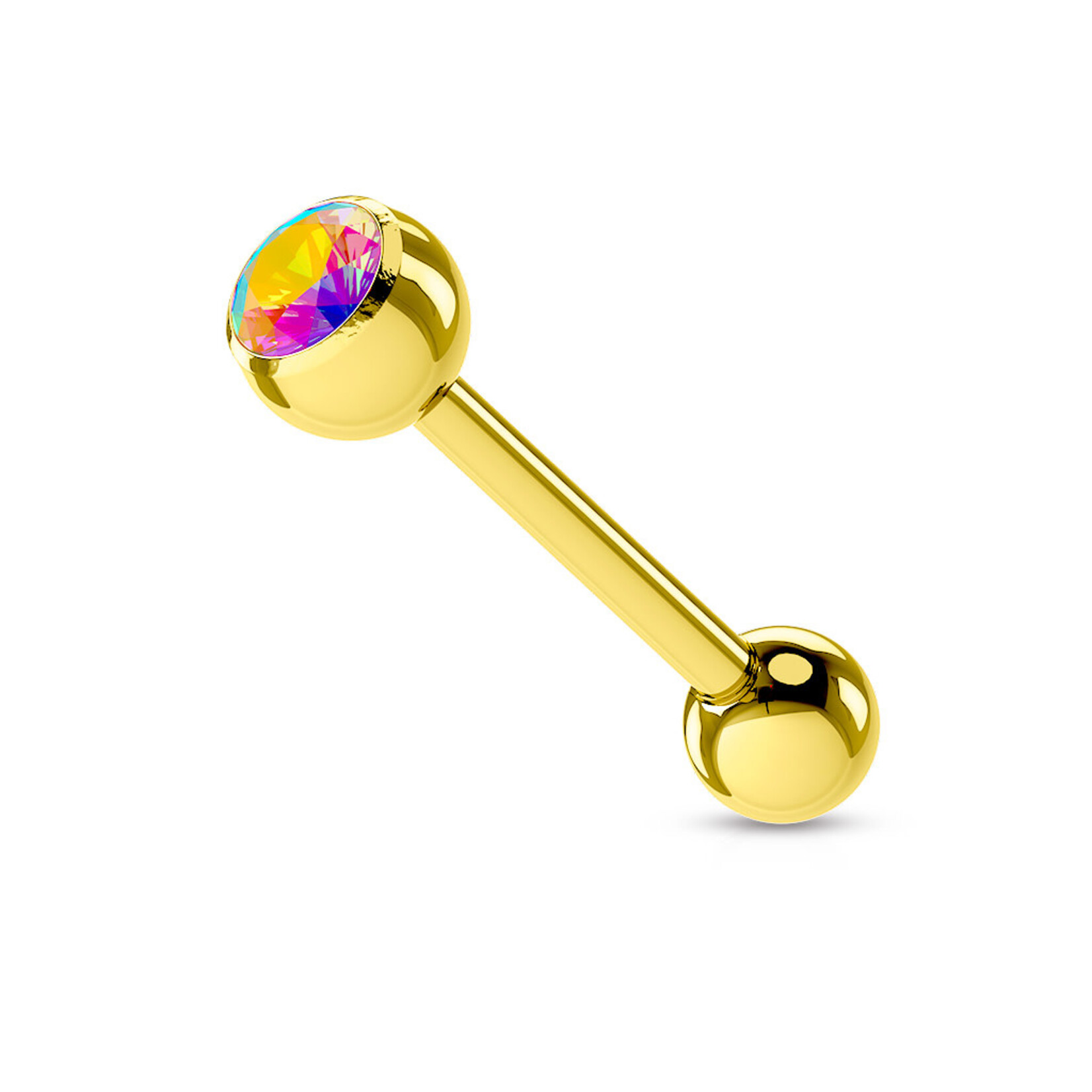 Hollywood Body Jewelry Gold Top Crystal  Tongue Ring
