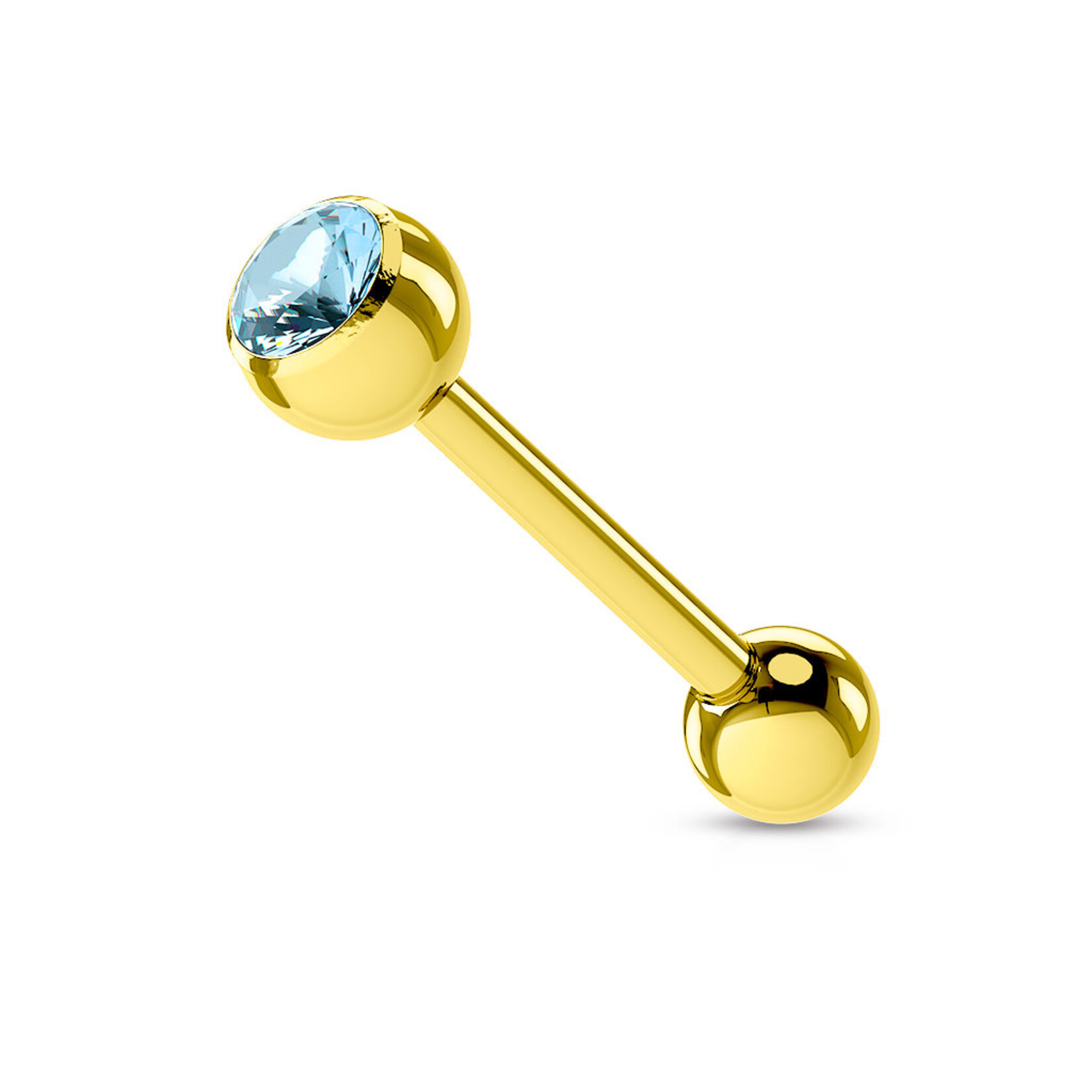 Hollywood Body Jewelry Gold Top Crystal  Tongue Ring