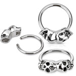 Body Jewelry Twin Skull 14g Surgical Steel Captive Bead Ring
