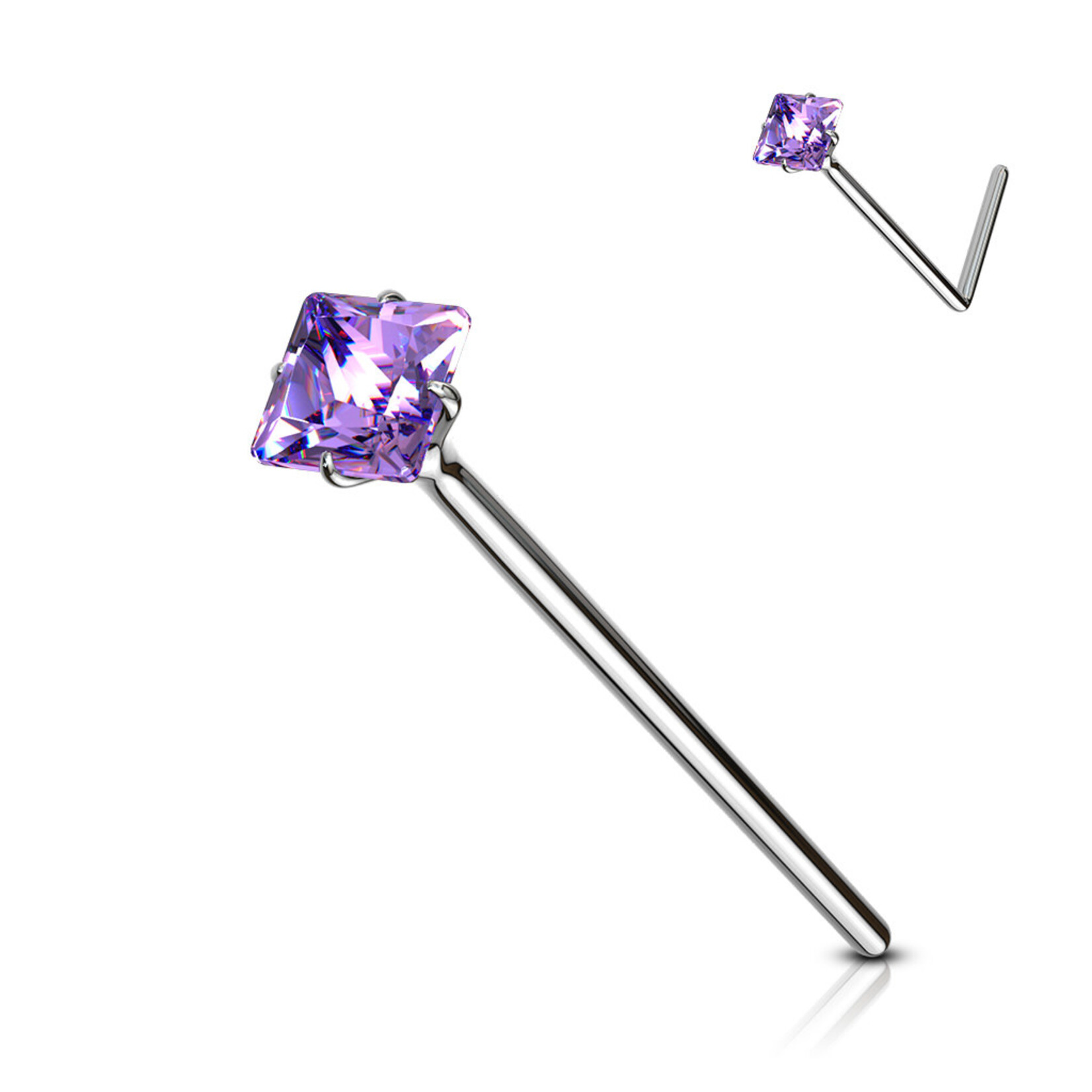 Hollywood Body Jewelry .925 SS Gem Prong Set CZ Nose Pin