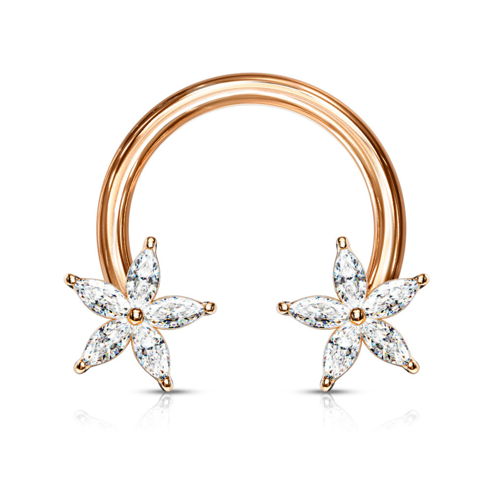 Hollywood Body Jewelry Horseshoe Gem Flower Ends