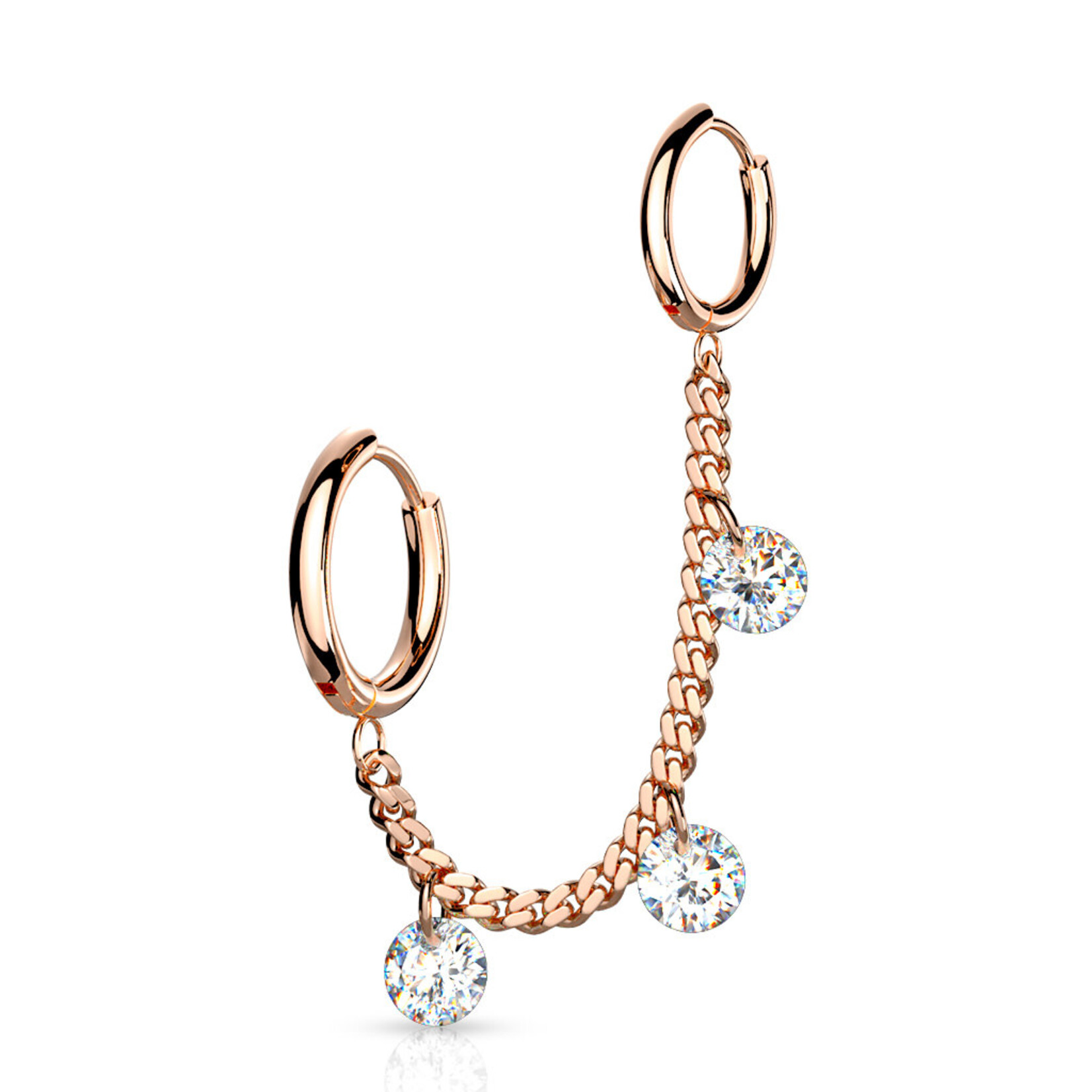 Hollywood Body Jewelry Hoop and chain Crystal Earrings