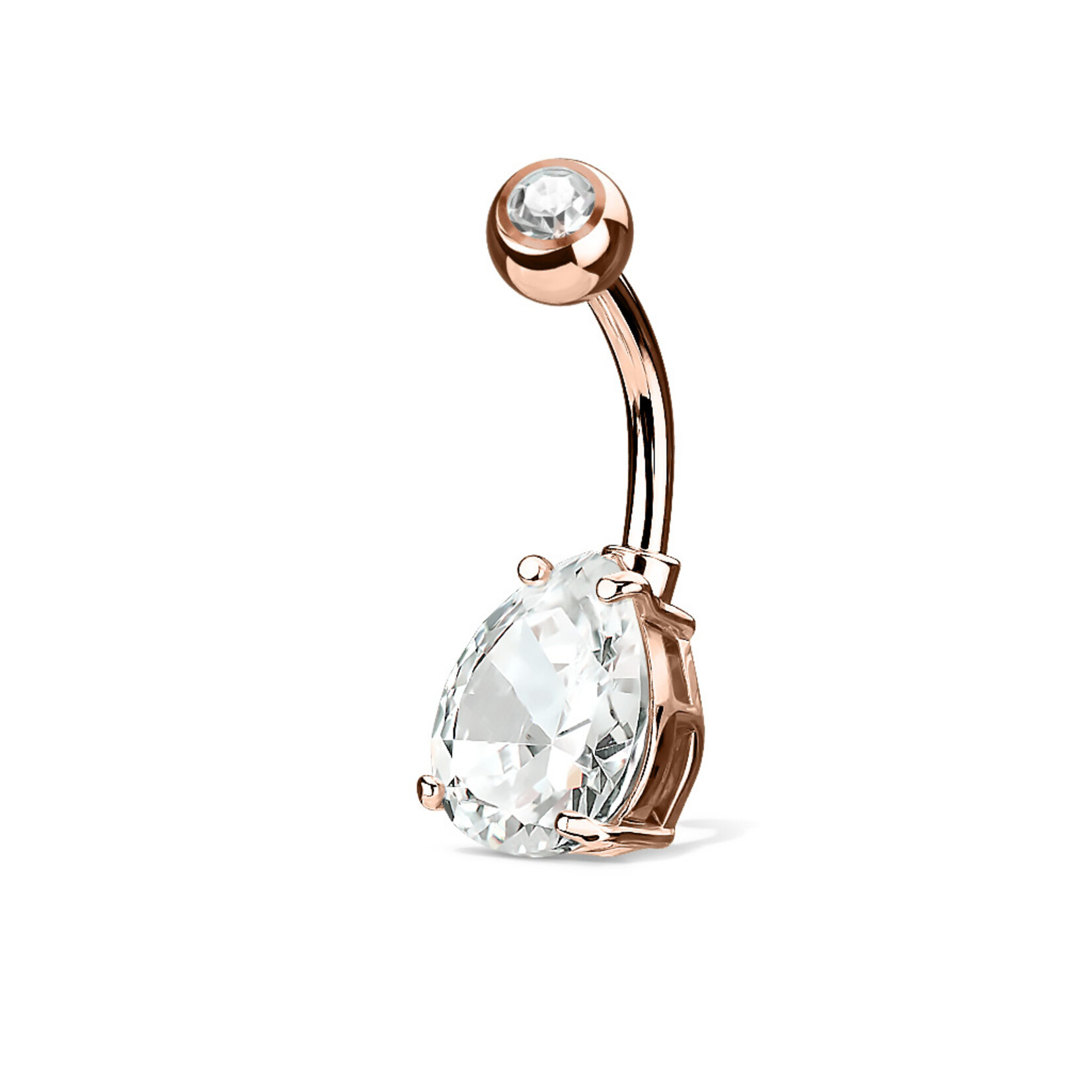 Hollywood Body Jewelry Crystal Teardrop Navel Ring