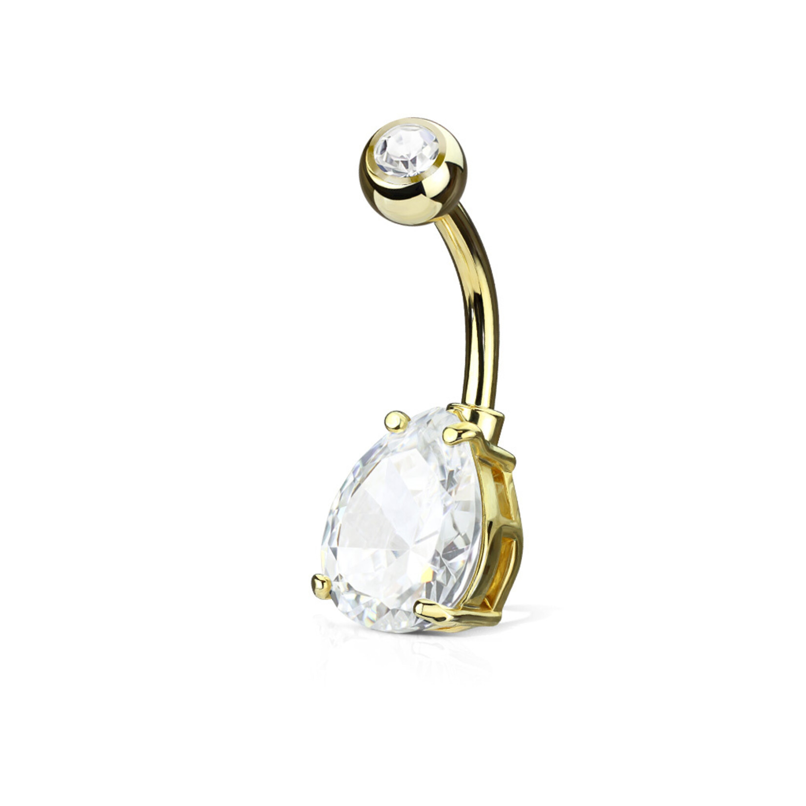 Hollywood Body Jewelry Crystal Teardrop Navel Ring