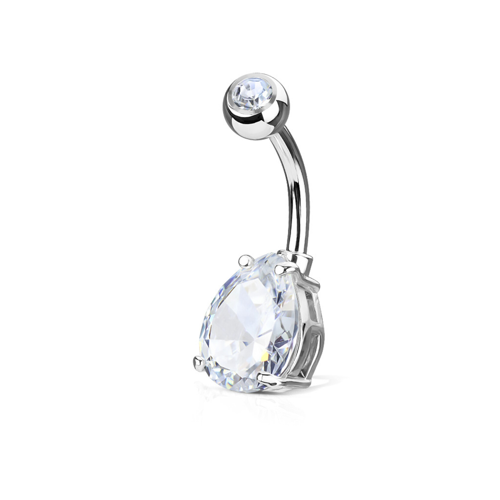 Hollywood Body Jewelry Crystal Teardrop Navel Ring