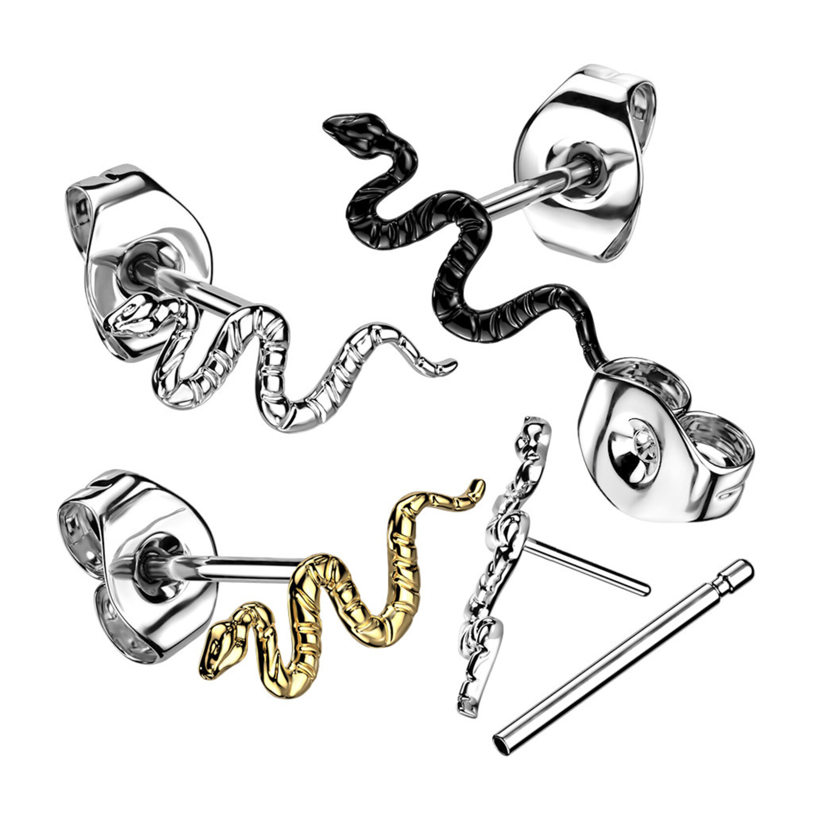 Hollywood Body Jewelry Titanium Push In Snake Earring