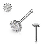 Body Jewelry Crystal Flower Nose Bone 20GA