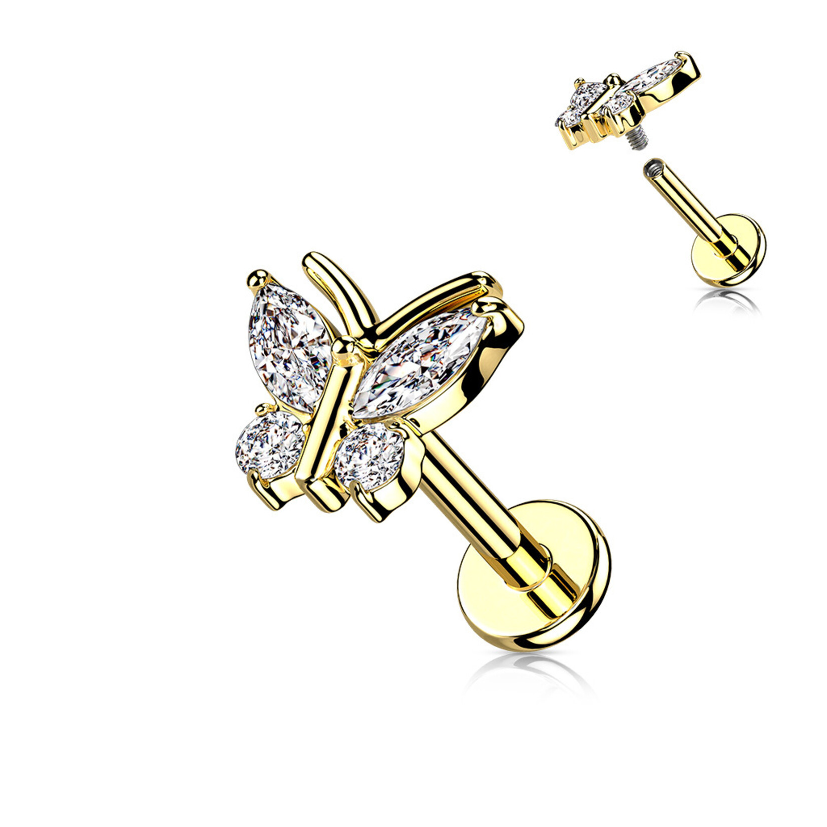 Hollywood Body Jewelry Crystal Butterfly Labret