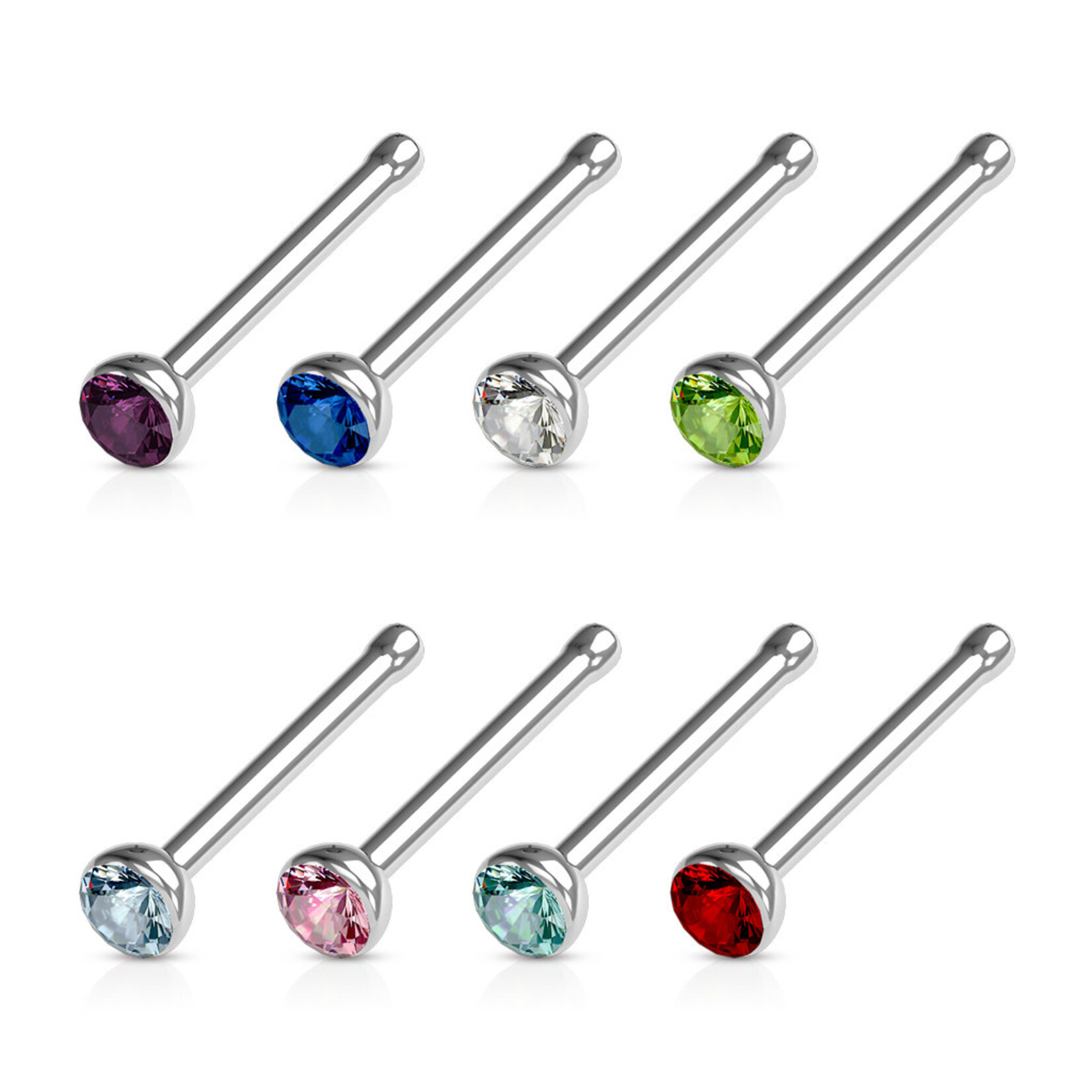 Body Jewelry Nose Bone with Press Fit 2.5mm Gem