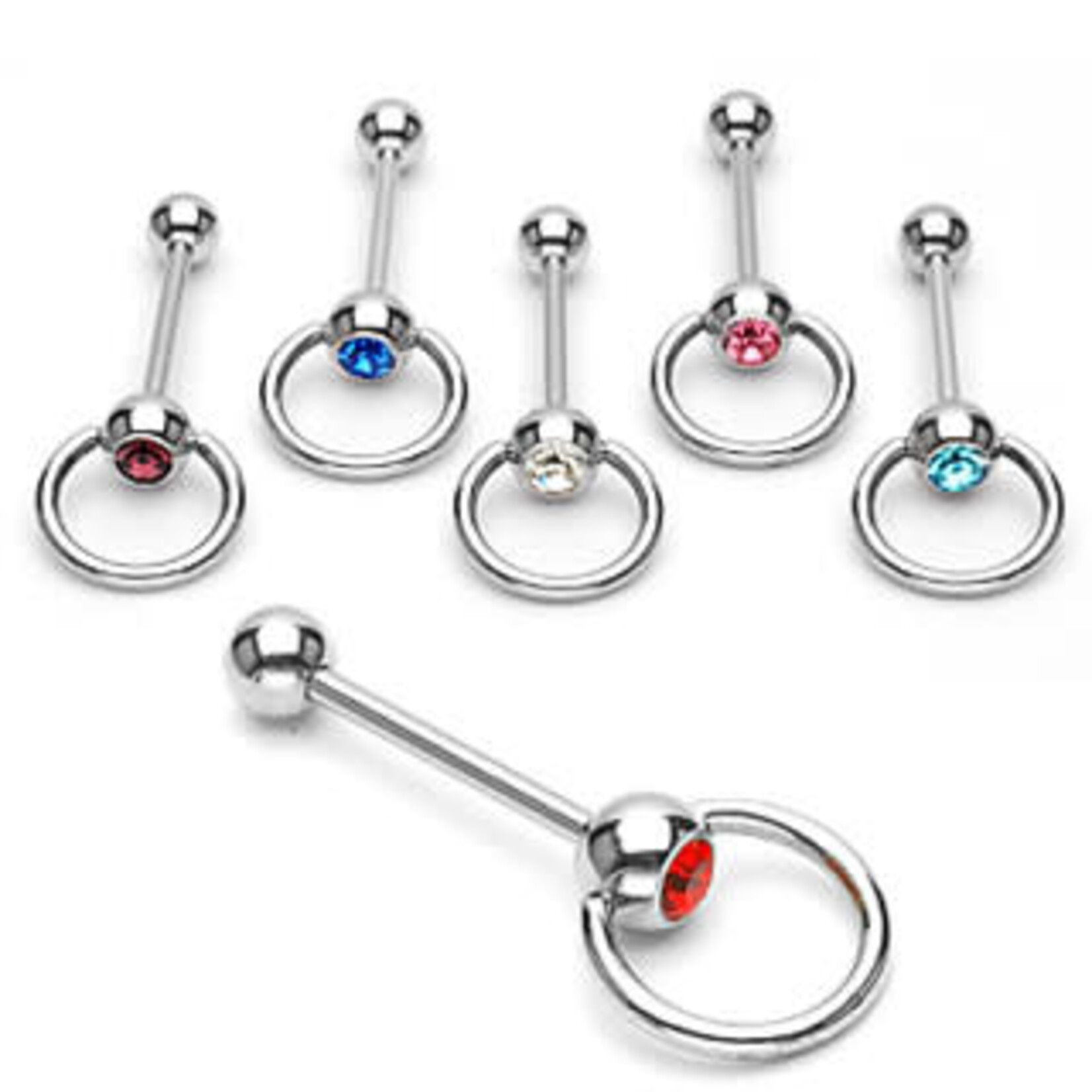 Hollywood Body Jewelry One Gem Captive Tongue Ring