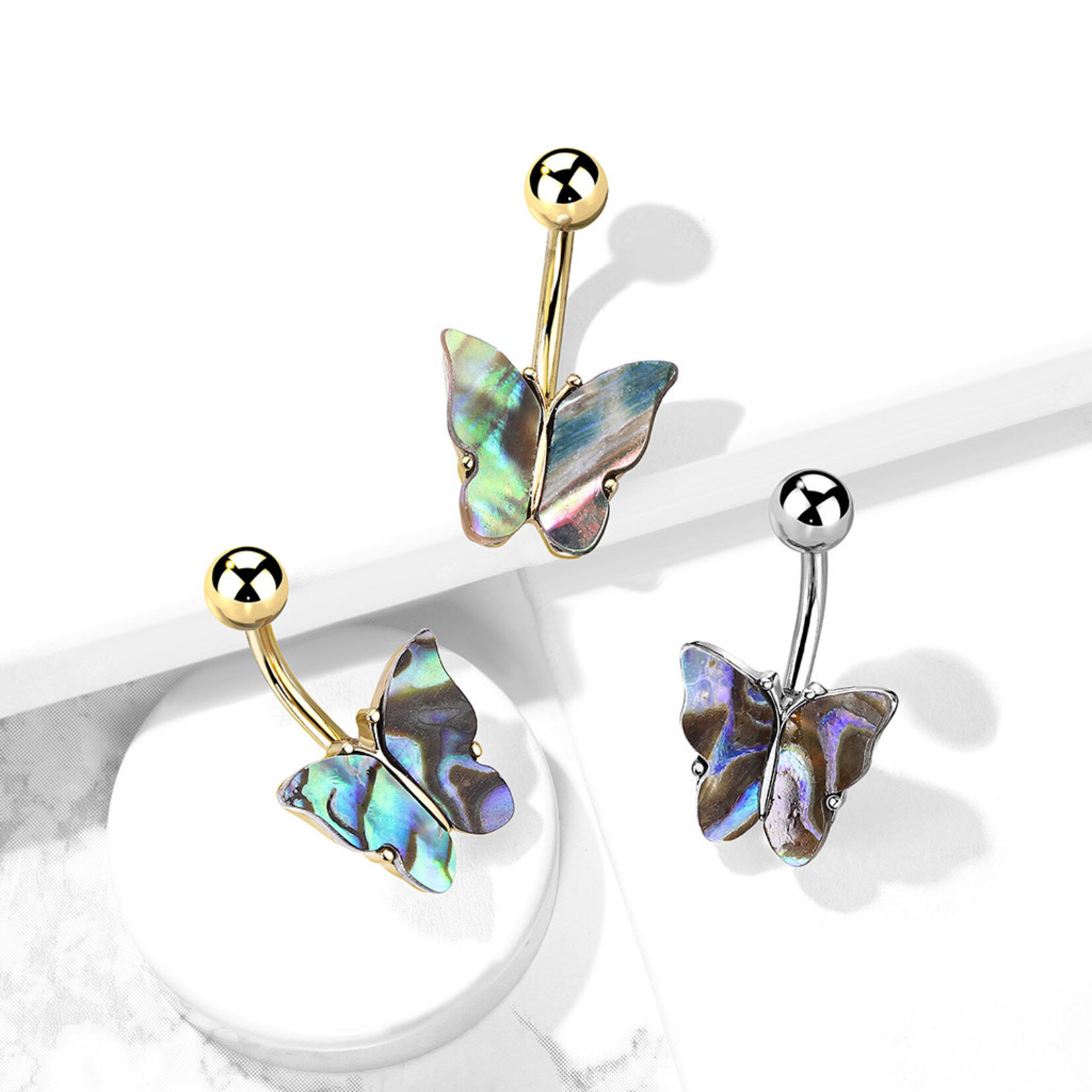 Hollywood Body Jewelry Abalone Shell Butterfly Navel Ring