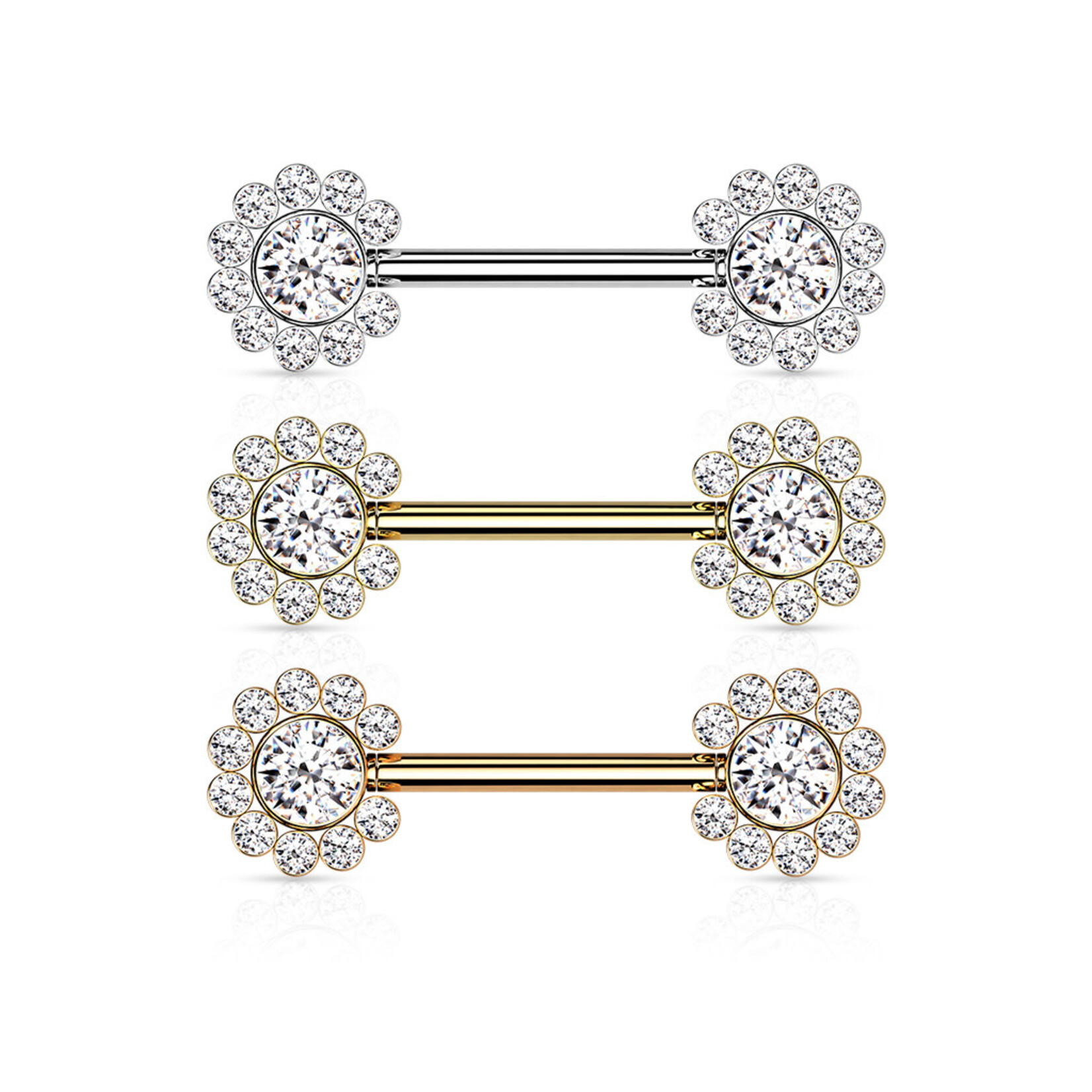Hollywood Body Jewelry Gem Flower Nipple Barbell