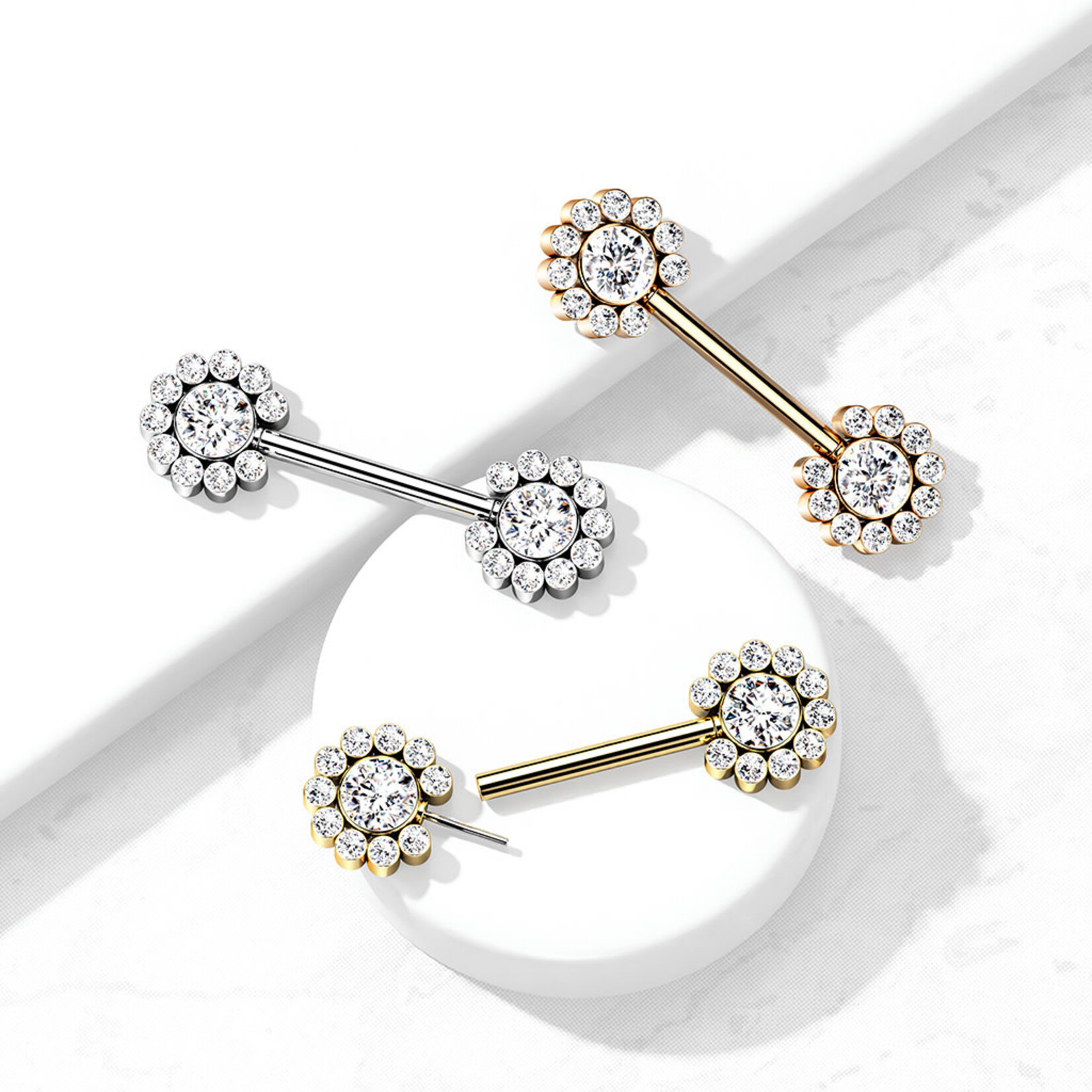 Hollywood Body Jewelry Gem Flower Nipple Barbell