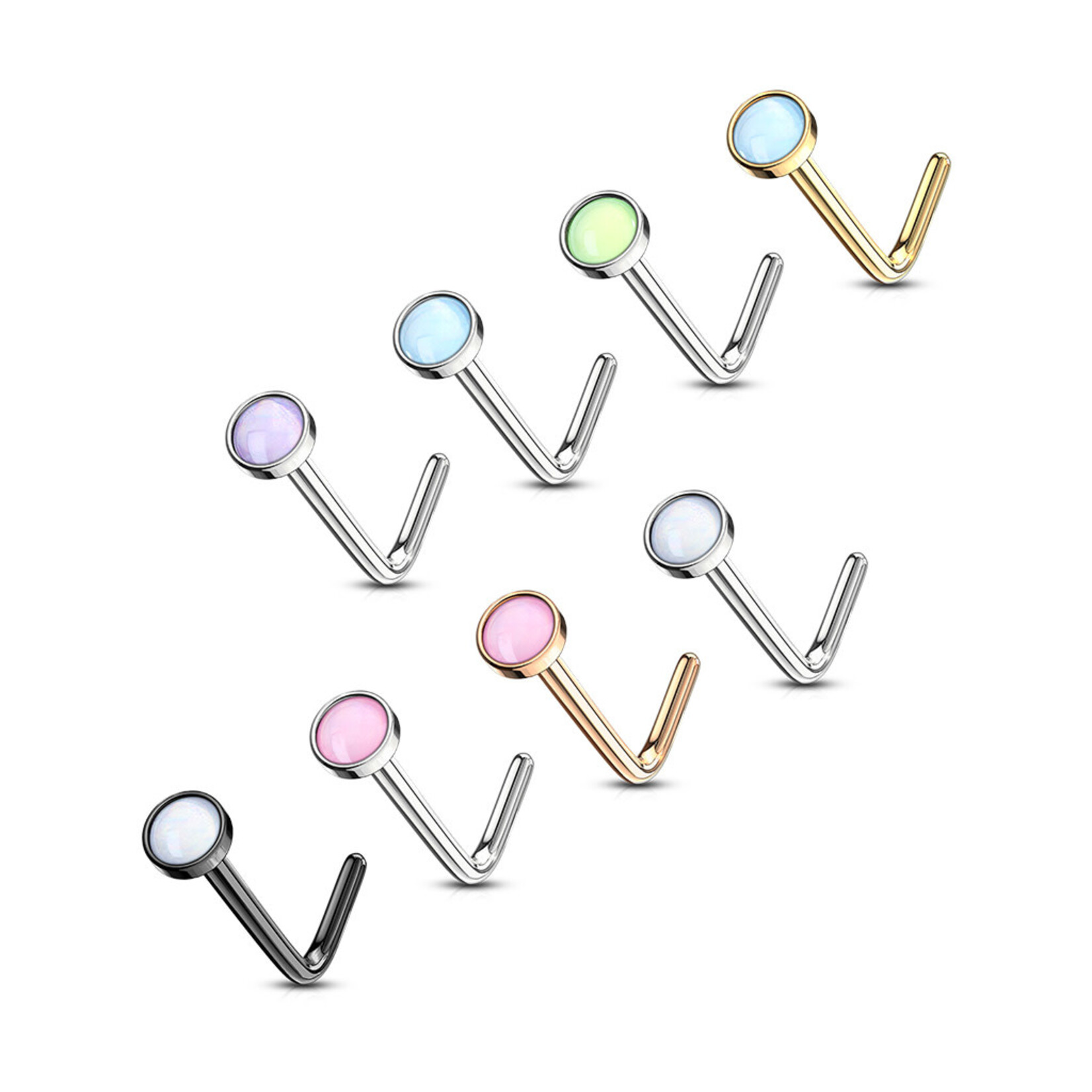 Body Jewelry Illuminating Stone “L” Bend Nose Pin
