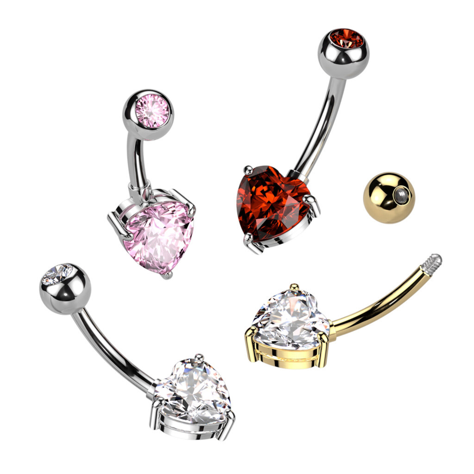 Hollywood Body Jewelry Titanium Crystal Heart Navel Ring