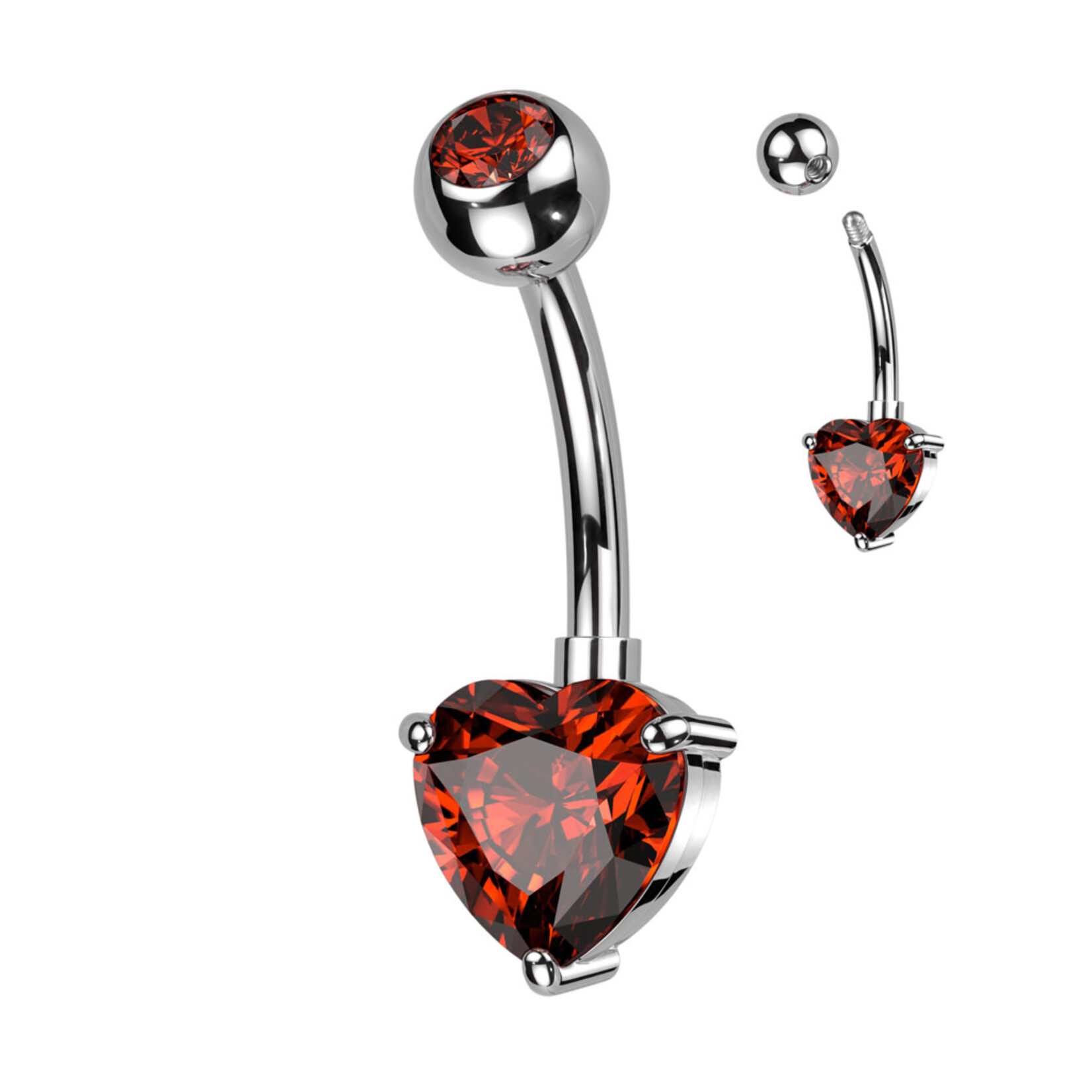 Hollywood Body Jewelry Titanium Crystal Heart Navel Ring