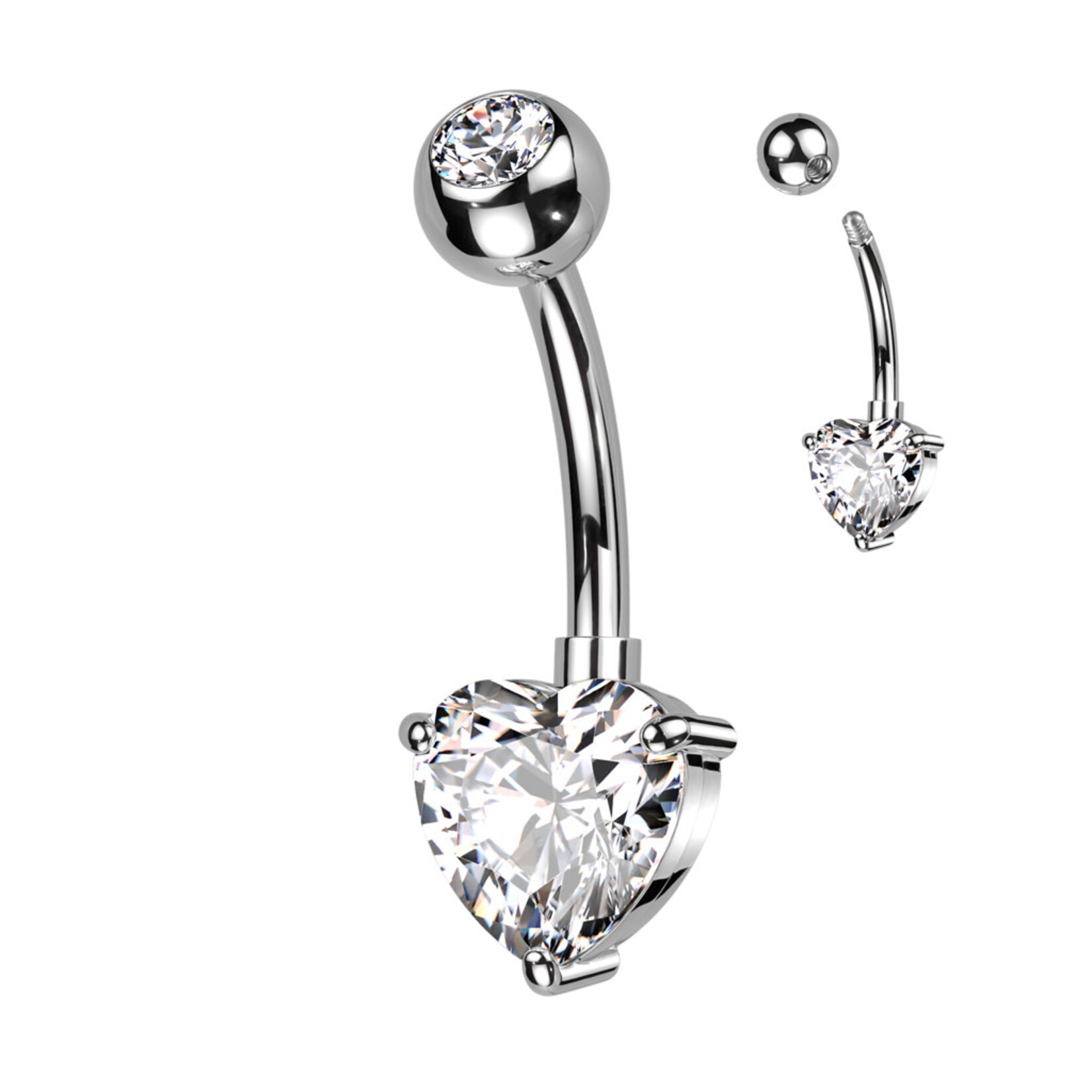 Hollywood Body Jewelry Titanium Crystal Heart Navel Ring