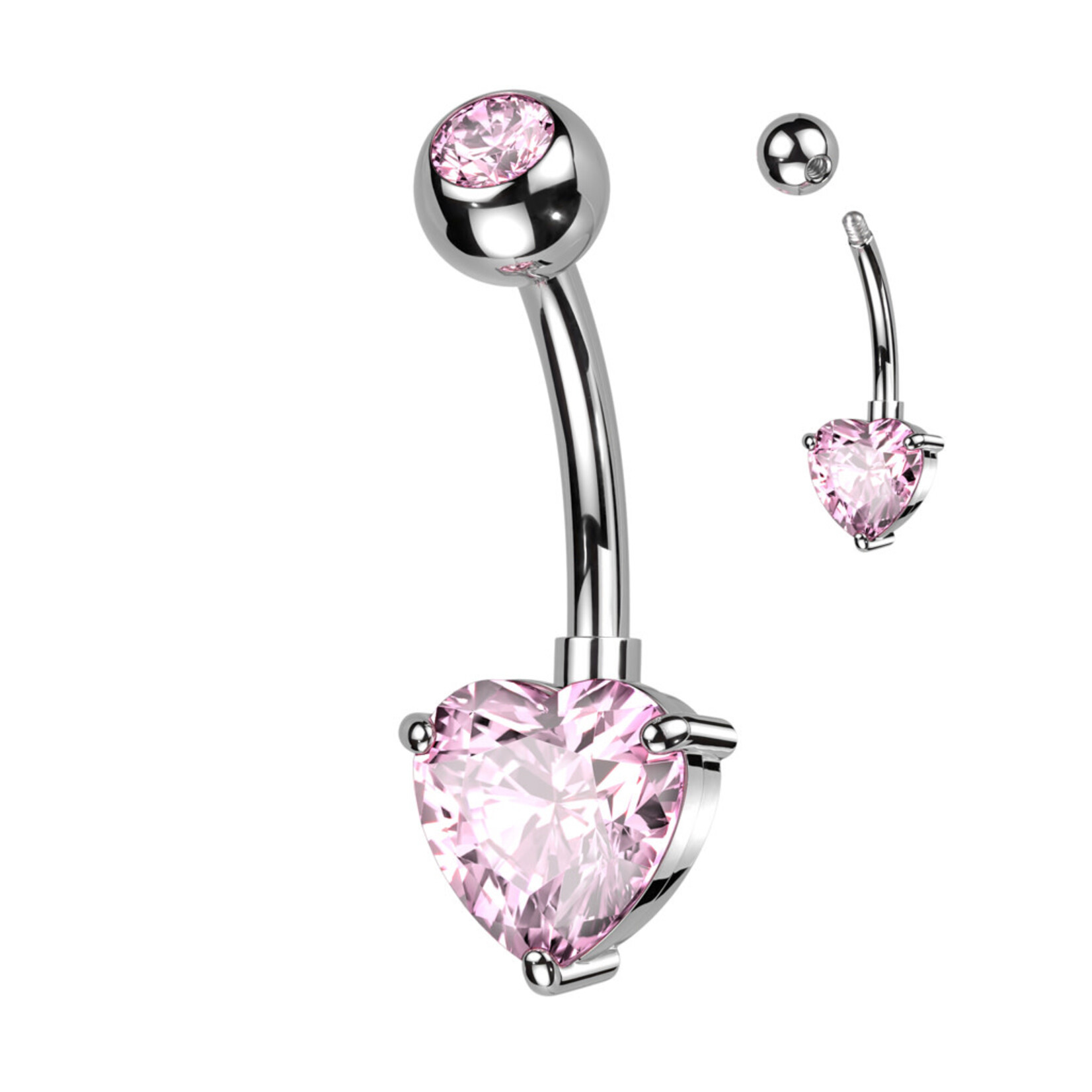 Hollywood Body Jewelry Titanium Crystal Heart Navel Ring