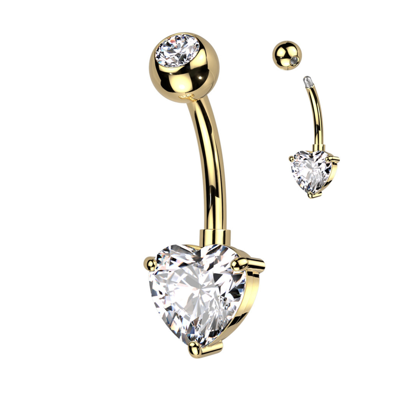 Hollywood Body Jewelry Titanium Crystal Heart Navel Ring