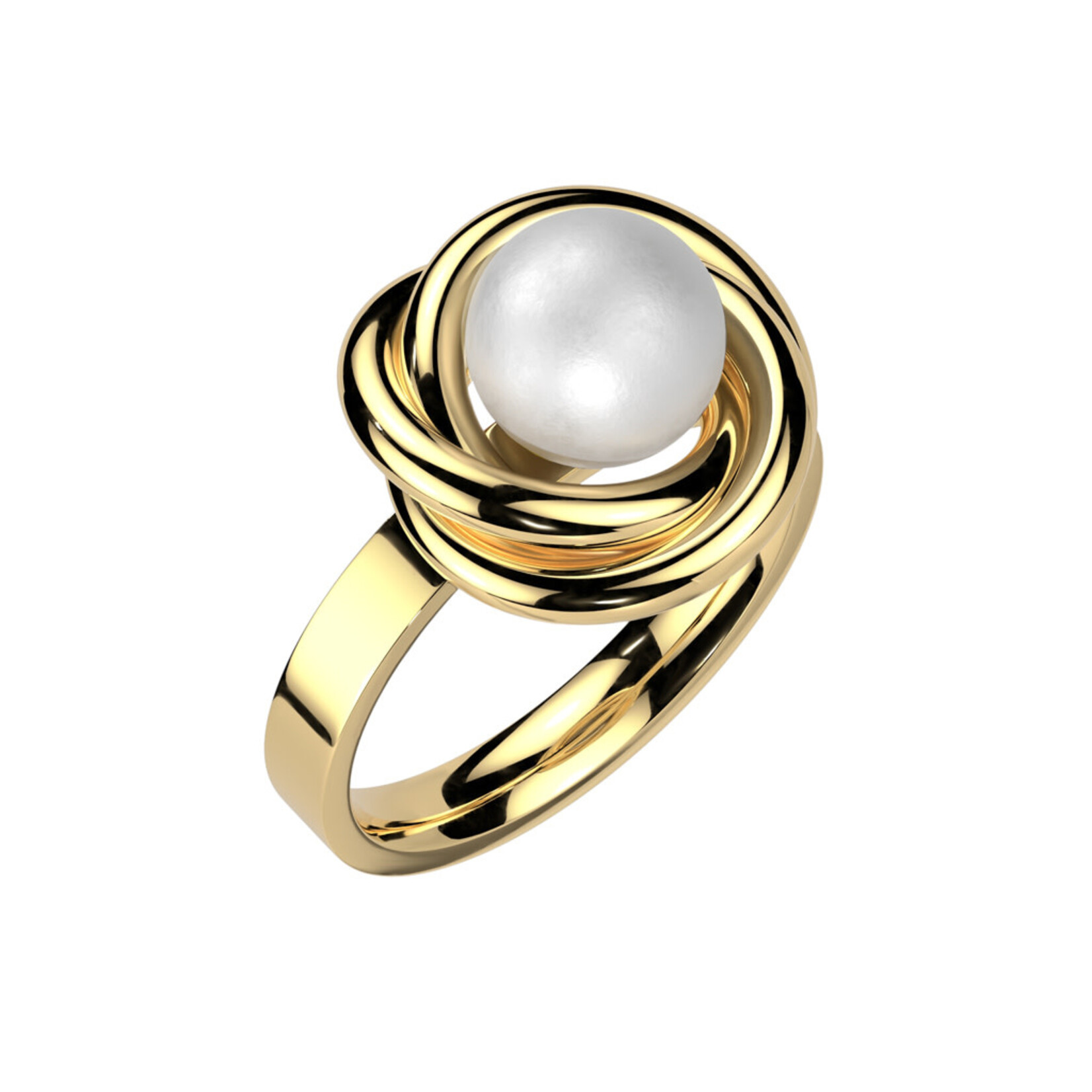 Hollywood Body Jewelry Pearl w/Gold Swirl Ring