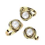 Hollywood Body Jewelry Pearl w/Gold Swirl Ring