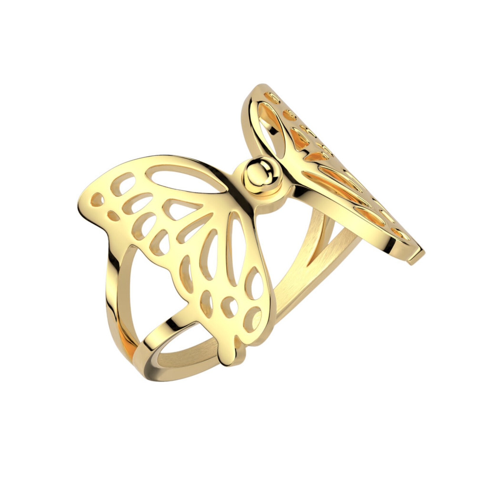 Hollywood Body Jewelry R-V8765G Cut-Out Butterfly Ring