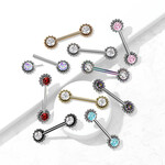 Hollywood Body Jewelry Crystal Flower Push In Nipple Barbells
