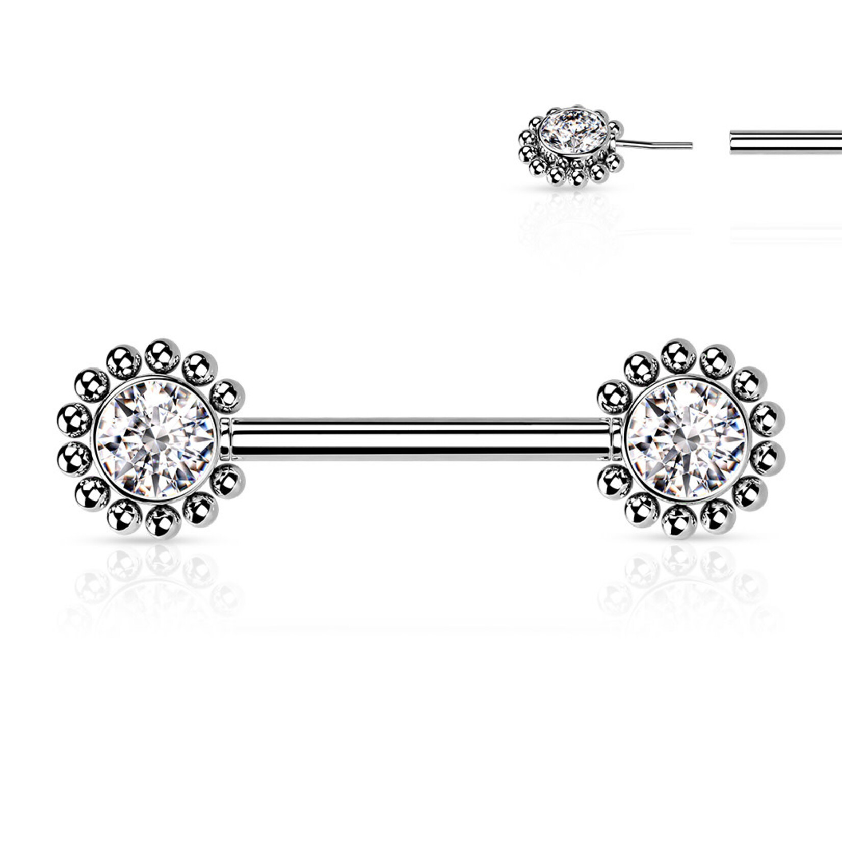 Hollywood Body Jewelry Crystal Flower Push In Nipple Barbells